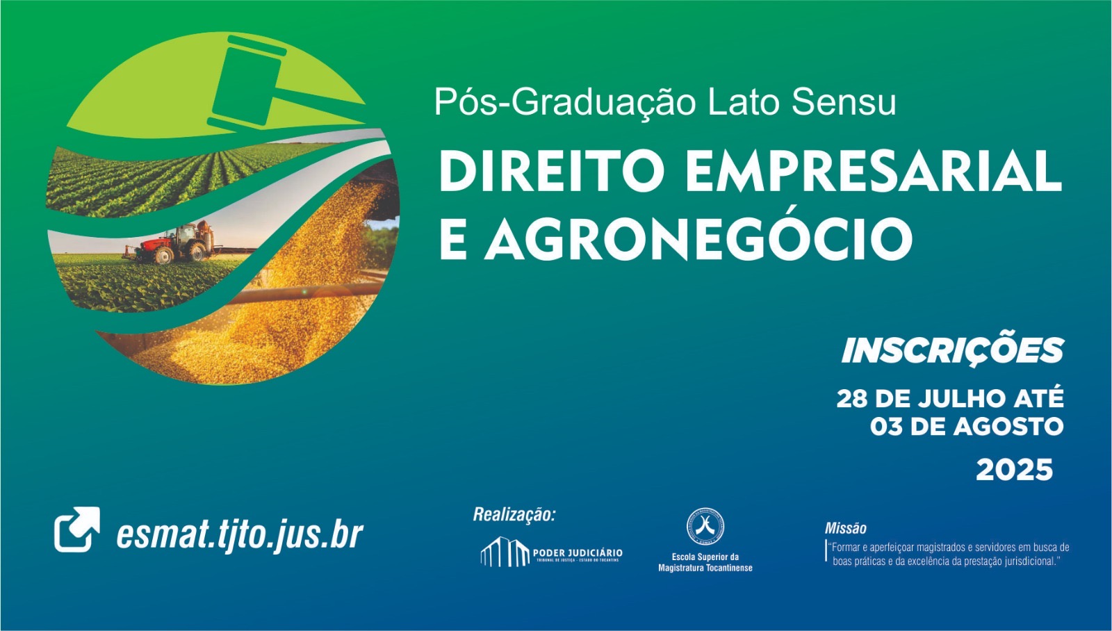 Esmat abre inscrições para Pós-Graduação em Direito Empresarial e Agronegócio